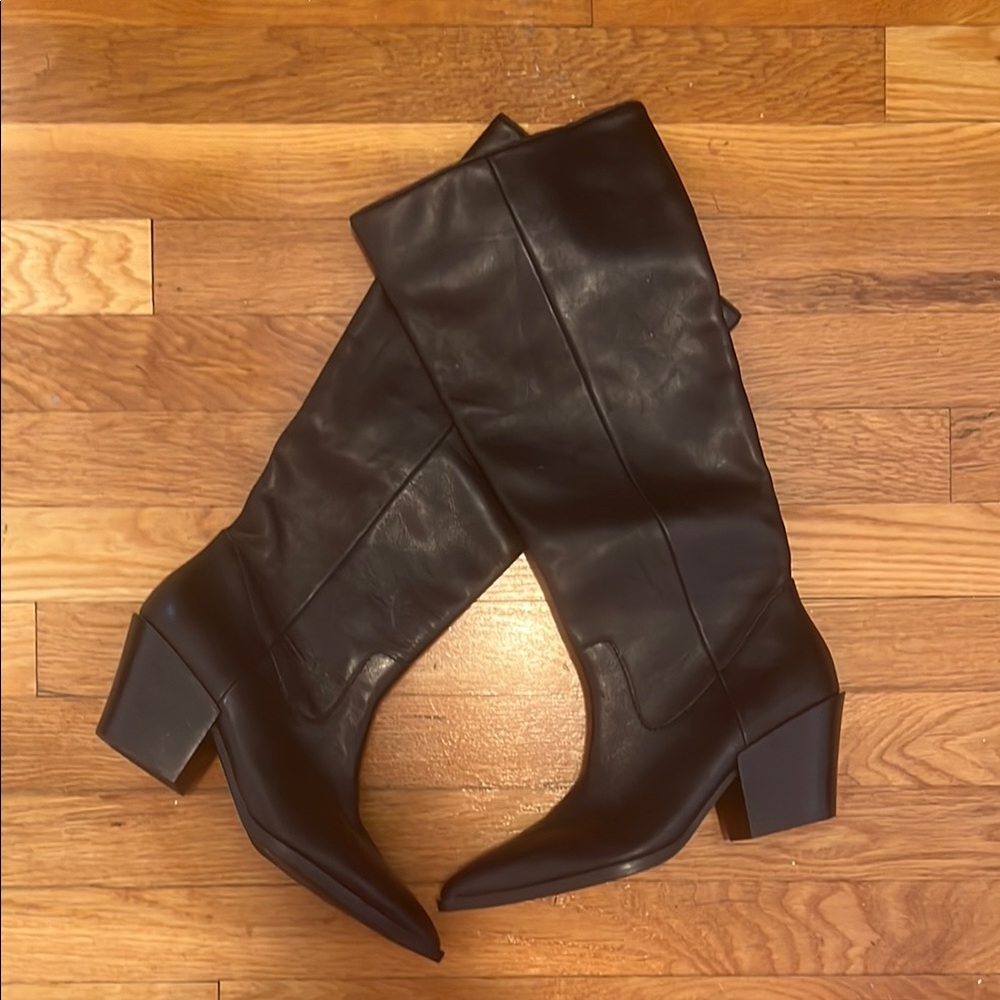 Steve Madden Black Heeled Boots with Chunky Block Heel